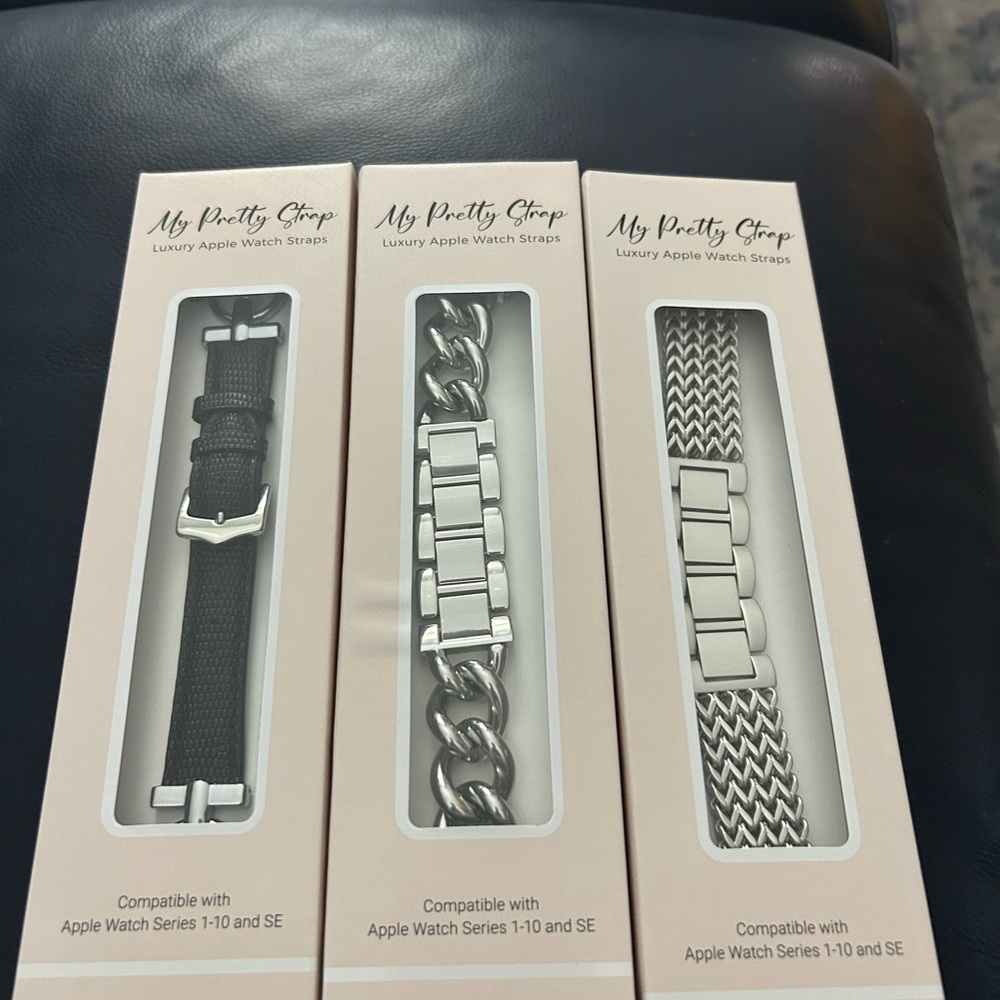 Silver and Black Watch Strap Trio